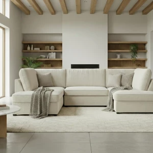 Skyler Sofa Boucle Beige U Shape Corner