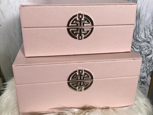 Chimes - Set of 2 Pink Faux Leather Jewellery Boxes with silver clasp