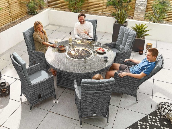 Dining Fire Pits Rattan Firepit Sets Basildon Es - Round Garden Furniture With Fire Pit Table Dining Fire Pits Rattan Firepit Sets Basildon Es - Round Garden Furniture With Fire Pit Table