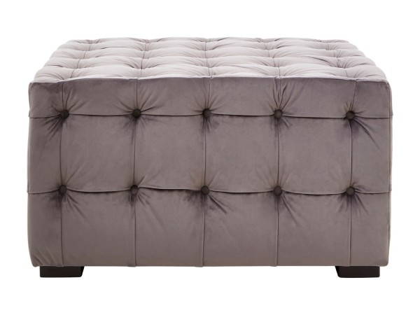 Chimes - Somerset Grey Velvet Button Footstool