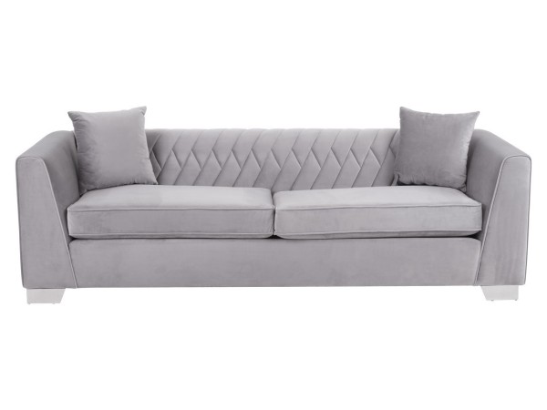 Chimes - Tiffany 3 Seat Grey Velvet Sofa
